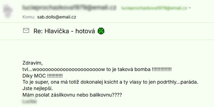 🍀Z této zprávy jsem byla tak nabitá energií! :-D 🍀To vyjádření radosti je vážně nakažlivé! :-D        Děkuji ♥ 🍀